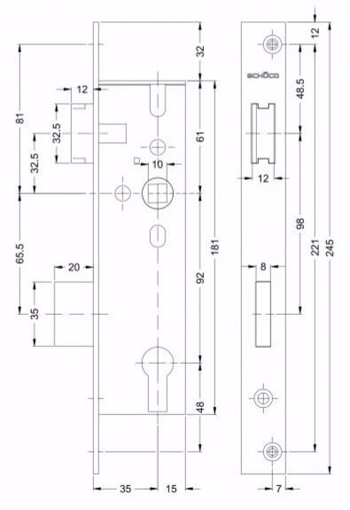 Ригельный замок Schuco 241256